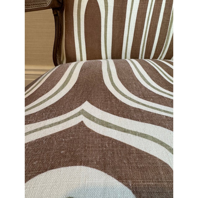 Wood Pair of Exquisite Antique Louis XV Style Bergere Upholstered Arm Chairs For Sale - Image 7 of 16