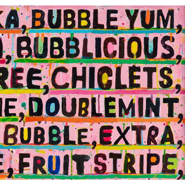 "Chewy" is a vibrant, pop-culture tribute to classic chewing-gum nostalgia—an energetic mix of lists, typography, and...