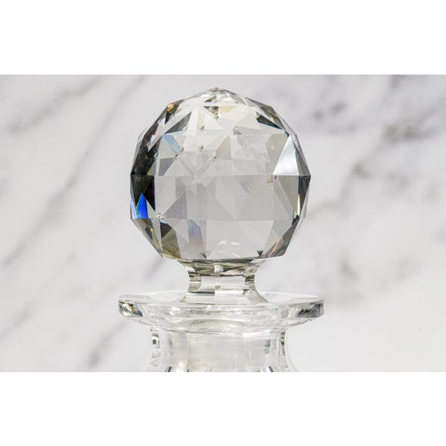 Dazzling Large Heavy Antique Cut Crystal Decanter Faceted Sphere Stopper Starburst Barware Luxury Home Decor For Sale - Image 4 of 14