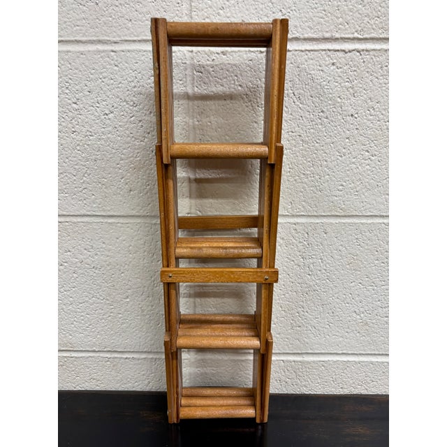 Vintage Traditional Accordion Expanding Folding 8 Bottle Wood Wine Rack For Sale - Image 4 of 7