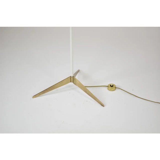 Italian Brass and White Metal Tripod Floor Lamp in the Style of Stilnovo, 1950s For Sale - Image 6 of 9