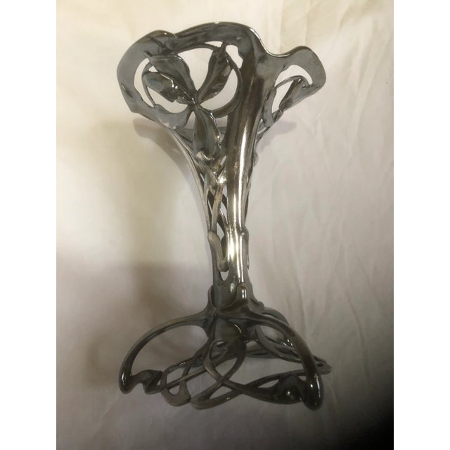 Metal Early 20th Century Art Nouveau Silver Plate Candle or Flower Holder For Sale - Image 7 of 12