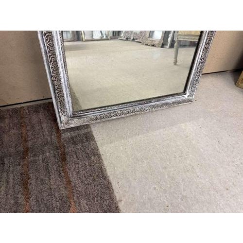Large 19th Century Antique French Carved Wood and Gesso Silvered Mirror For Sale - Image 4 of 8