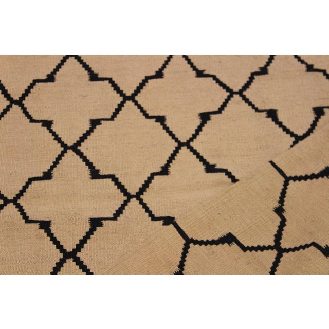 Textile Modern Bauhaus Kilim Tan Hand-Woven Wool Rug - 4′ × 6′4″ For Sale - Image 7 of 8