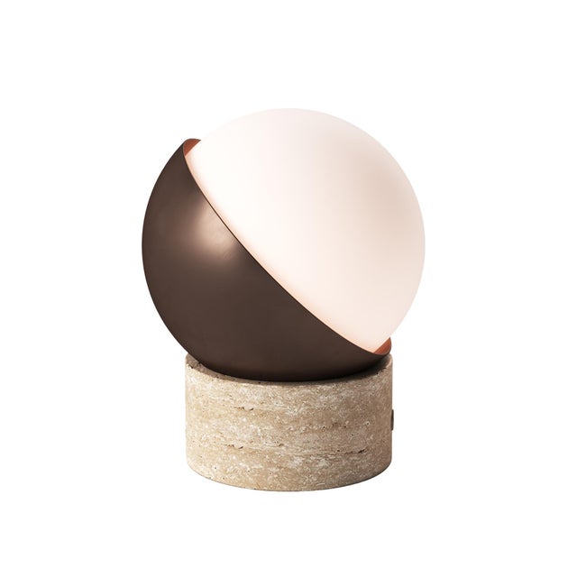 2020s ORB Rechargeable Cordless LED Table Lamp, 3-Levels Brightness Touch Sensor Control, Travertine / Chocolate Bronze For Sale - Image 5 of 14