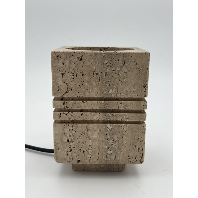 Travertin Table Lamp by Cerry Nestore, Italy, 1970s, in Very Good conditions. Designed 1970 to 1979 This piece has an...