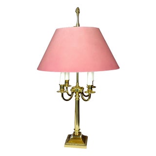 Brass 4-Light Table Lamp with Fabric Shade from Schulz & Adam, 1970s For Sale