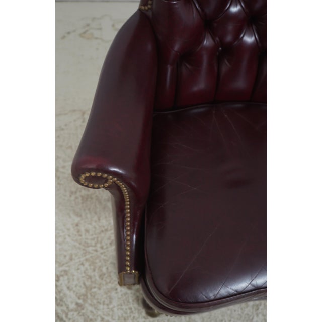 Kittinger Burgundy Tufted Leather Executive Desk Chair For Sale In Philadelphia - Image 6 of 18