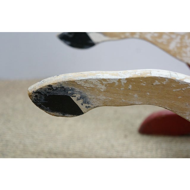 Antique Wooden Double Horse Shoo Fly Rocking Horse Childrens Glider 39" For Sale - Image 6 of 17