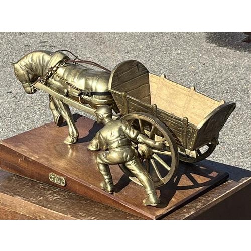 Large Brass Farmer with His Horse and Cart Centrepiece For Sale - Image 6 of 9