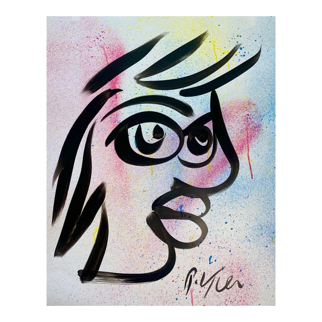 Modernist Peter Keil (1942-Present) Portrait on Paper For Sale