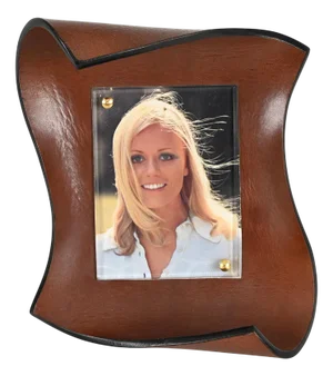 Mid-Century Italian Curved Leather Picture Frame by Adnet, Italy, 1970s