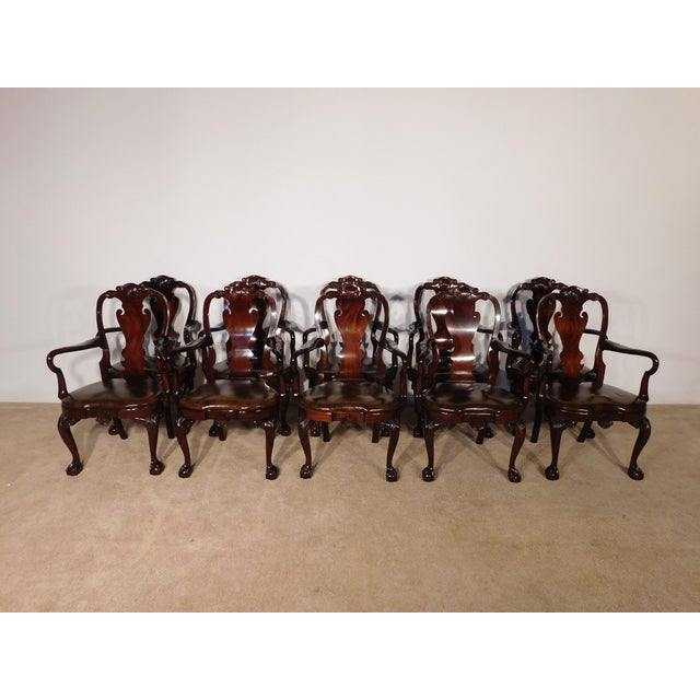 Set of 10 Kindel Winterthur Mahogany Queen Anne Ball Claw Dining ARM Chairs This fine Set of 10 Kindel Winterthur Mahogany...