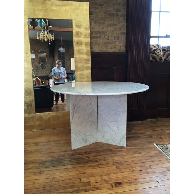 Round Carrara Marble Pedestal Dining Table | Chairish
