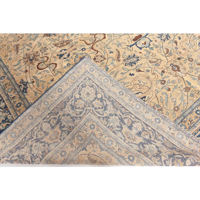 Antique Persian Tabriz Floral Handmade Wool Rug For Sale - Image 4 of 9