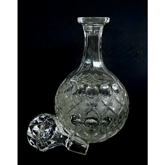 Vintage Anglia Decanter & Stopper by Nachtmann Round Crystal Glass Decanter Heavy Bottom For Sale - Image 4 of 7