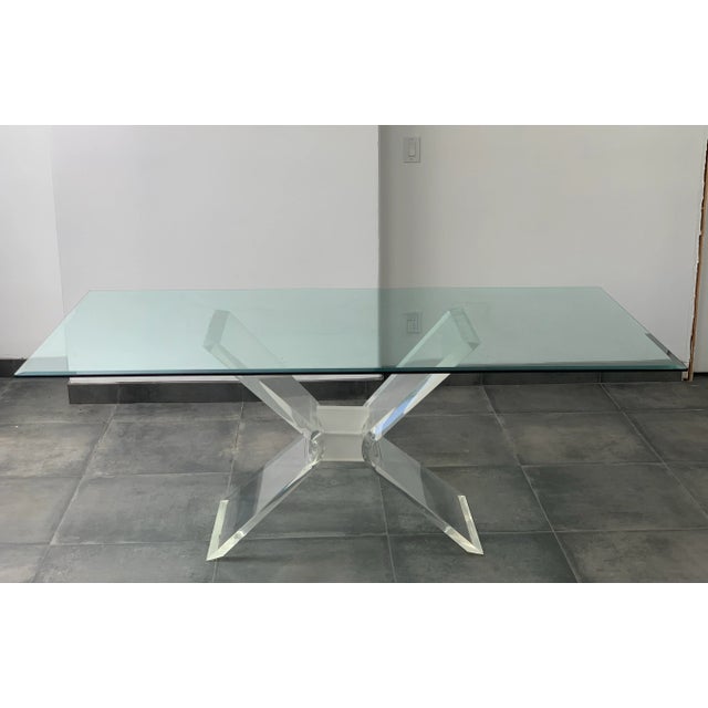 Modern Lucite & Glass 'Lion in Frost' Dining Table For Sale - Image 3 of 10