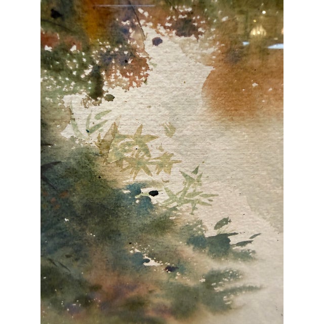 Circa 1972 David Solomon "Summer Woods" Original Watercolor Painting, Framed For Sale - Image 11 of 12