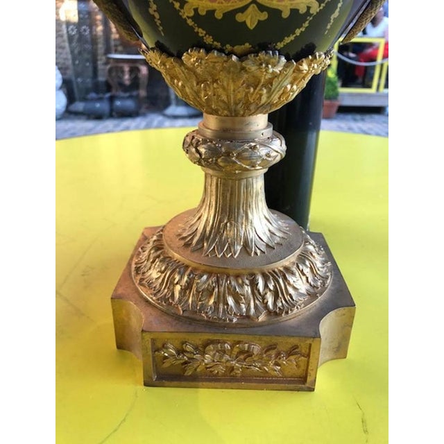 20th Century Sevres Style Porcelain & Ormolu Vases, Set of 2 For Sale - Image 5 of 7
