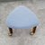 Mid-Century Modern Mid Century Danish Modern Tripod Ottoman 3 Legs Wood Rolling Blue White Triangle For Sale - Image 3 of 12