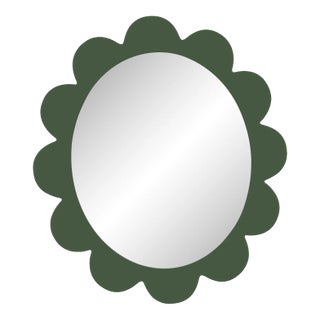 Fleur Home Carnival Iris Oval Mirror in Duck Green, 31x26 For Sale