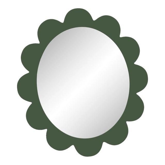 Fleur Home Carnival Iris Oval Mirror in Duck Green, 31x26 For Sale