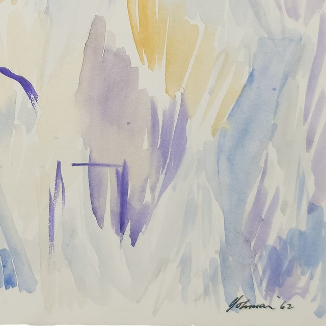 Abstraction of Purple, Blue, and Yellow - Robert Lohman, C. 1962 For Sale In San Diego - Image 6 of 8