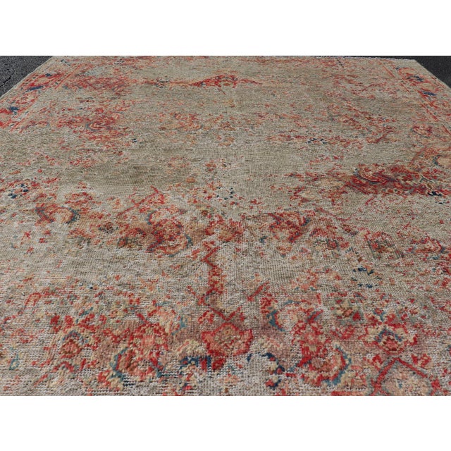 Red Distressed and Rustic Looking Antique Persian Mahal Rug With Red 5'2 X 6'5 For Sale - Image 8 of 14