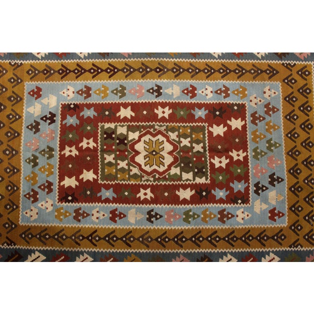 Traditional Antique Kilim Rug Blue and Beige Brown All-Over Geometric Pattern by Rug & Kilim For Sale - Image 3 of 5
