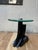 Karl Springer Karl Springer Style Black Lacquer Pedestal Side Table With Glass Top For Sale - Image 4 of 11