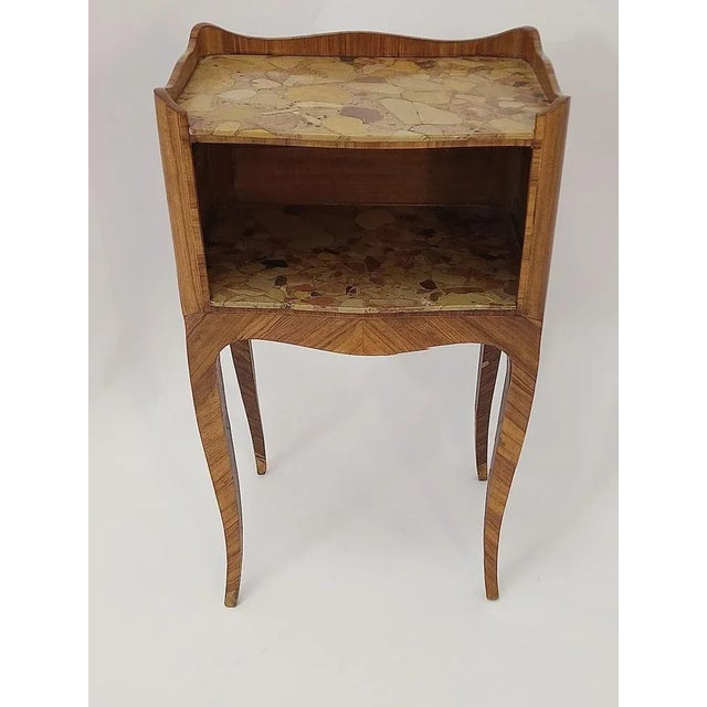 18th Century Louis XV Side Table in Oak, Marble, and Walnut For Sale - Image 9 of 10