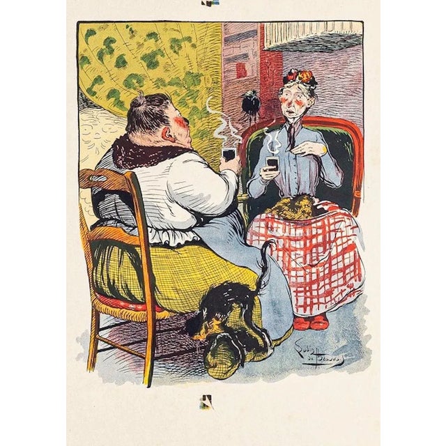 Coffee Time - Original Lithograph by I. de Beauvais - 1900 1900 For Sale - Image 3 of 3