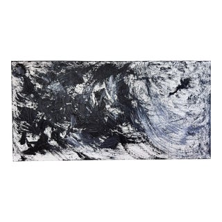 Migration — Black & White Acrylic on Canvas, Organic Brushwork For Sale
