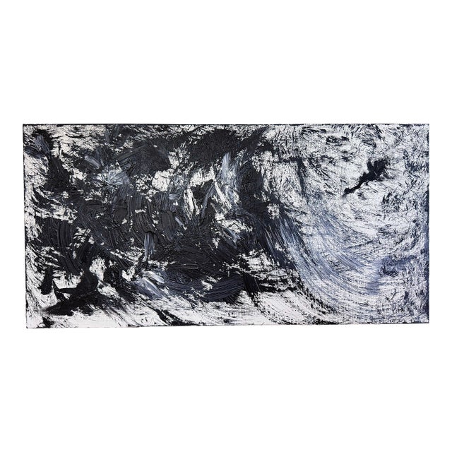 Migration — Black & White Acrylic on Canvas, Organic Brushwork For Sale