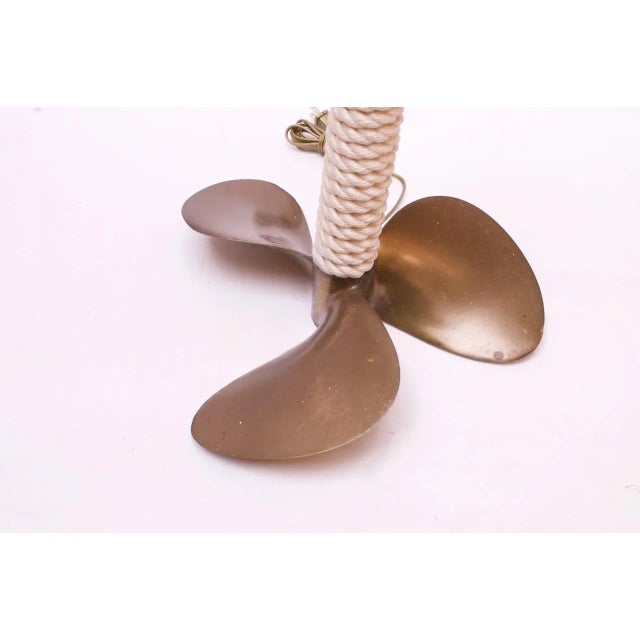 Vintage Nautical Table Lamp With Patinated Brass Boat Propeller Base For Sale - Image 11 of 12