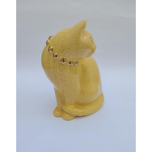 Large Mid-Century Ceramic Cat from Longwy, France For Sale - Image 4 of 12