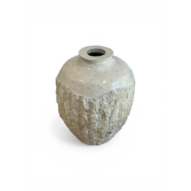 Vintage Large Mactan Floor Vase designed with tessellated stone technique.