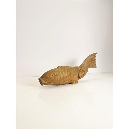 Late 19th Century Japanese Meiji Keyaki Wood Koi Carp Sculpture For Sale - Image 9 of 10