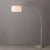 Mid-Century Modern 1960s Scallop 92" Arc Floor Lamp - Satin Nickel Finish, White Linen Shade, Modern Design For Sale - Image 3 of 4