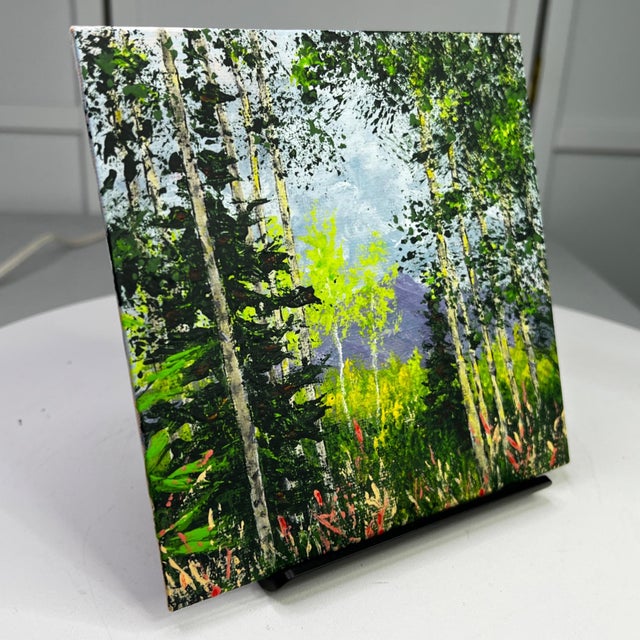 2020s "View Through the Trees" Contemporary Original Impressionist Style Landscape Painting by Deb Bossert For Sale - Image 5 of 7