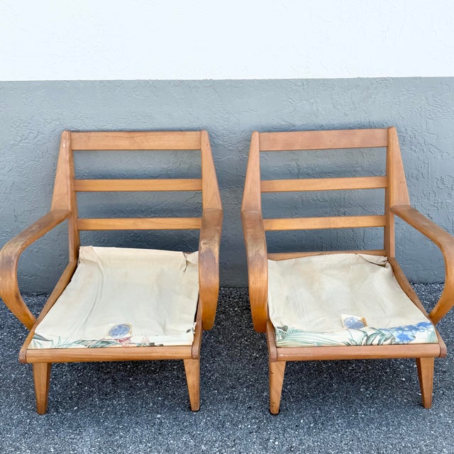 Brown Mid Century Modern Bentwood Lounge Chairs by Heywood Wakefield - A Pair For Sale - Image 8 of 11