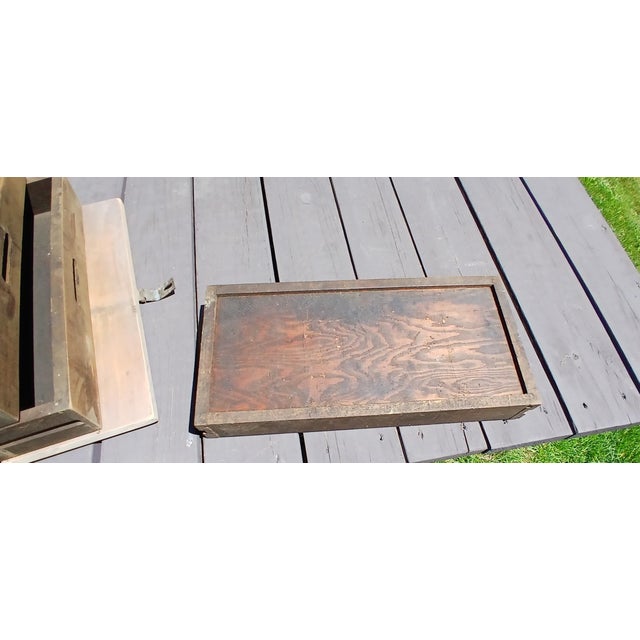 Antique Primitive Folk Art Wood Machinist Tool Box 1930s For Sale - Image 9 of 12