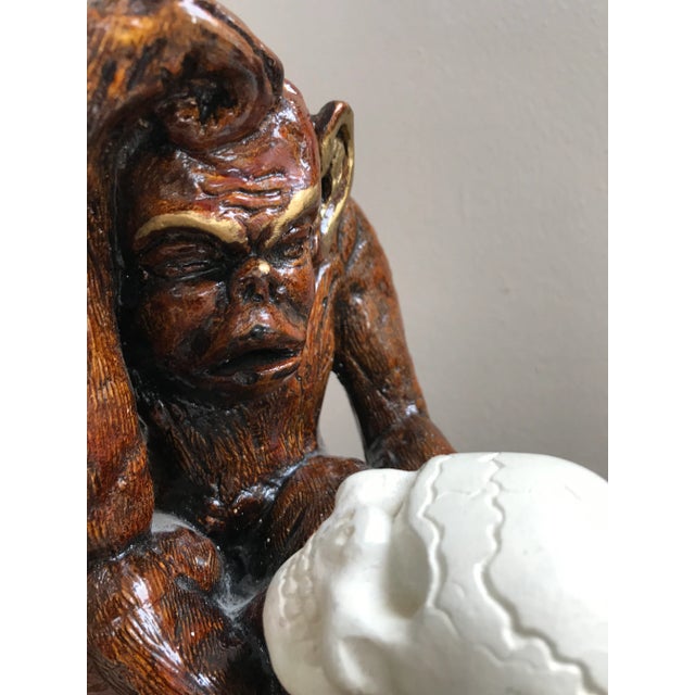 Mid-Century Modern 1950s Darwin’s Human Evolution Chalkware Statue For Sale - Image 3 of 8