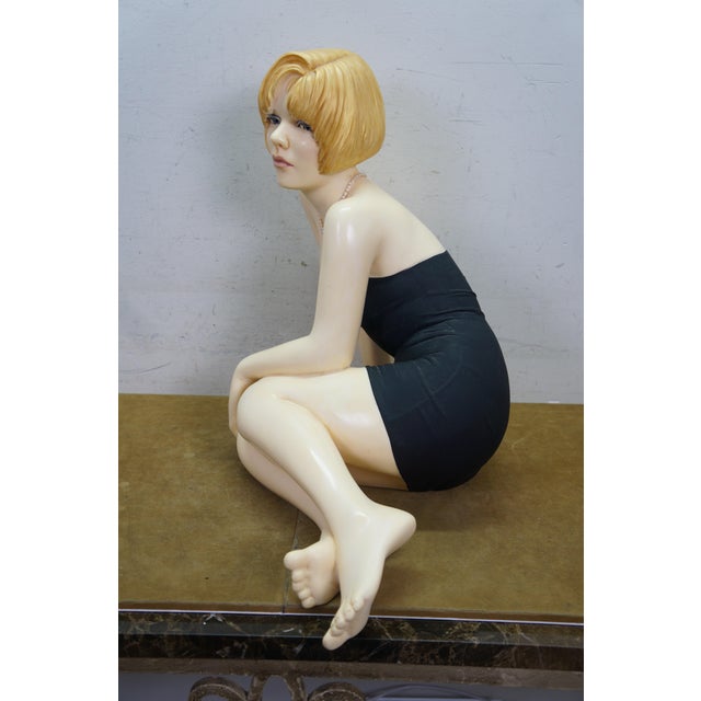 1980s Emily Kaufman "Nya" Resin Blonde Woman Cocktail Dress Art Sculpture Statue 23" For Sale - Image 5 of 14