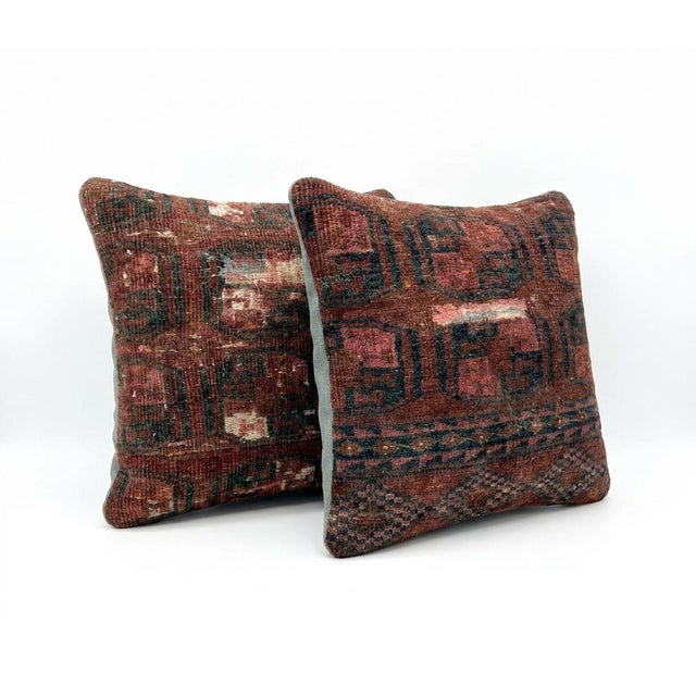 Mid-Century Modern Turkish Oushak Rug Pillow Cover 20'' X 20'' - Set of Two For Sale - Image 3 of 4