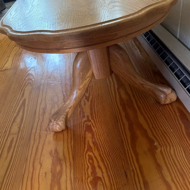 Vintage Traditional Solid Oak Oval Trestle Coffee Table For Sale In New York - Image 6 of 11