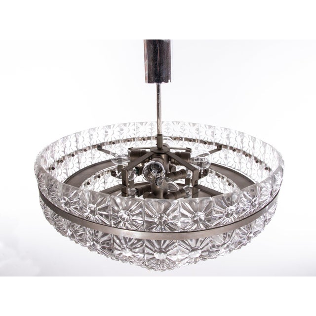 Mid-Century Modern Swedish Crystal & Nickel 18-Light Chandelier by Carl Fagerlund for Orrefors, 1960s For Sale - Image 3 of 11