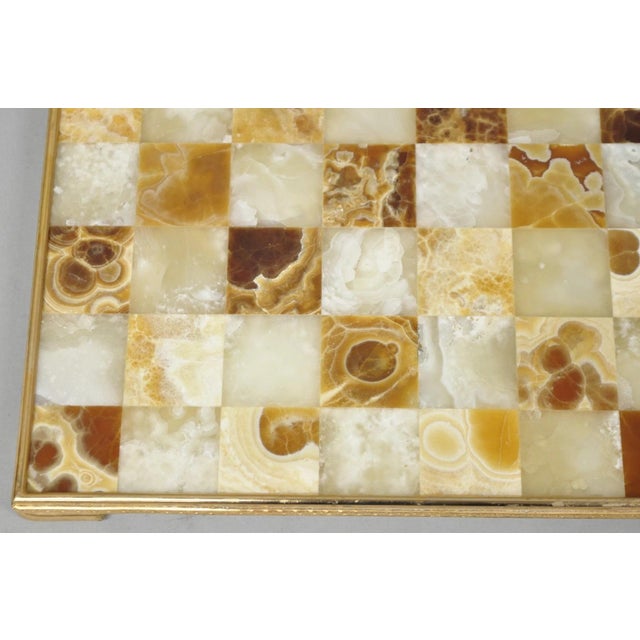 Vintage Mid Century Modern Mosaic Brown Onyx Stone Chess Game Checkerboard For Sale - Image 4 of 18