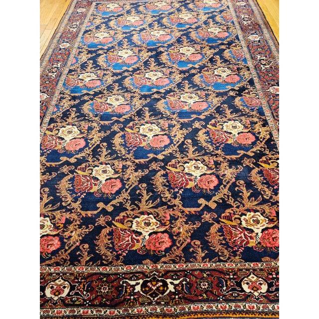 Vintage Persian Tabriz Area Rug, Hand-Knotted Wool, Allover Floral Gol Farang Pattern, Navy & Red, 7x11 For Sale - Image 13 of 14