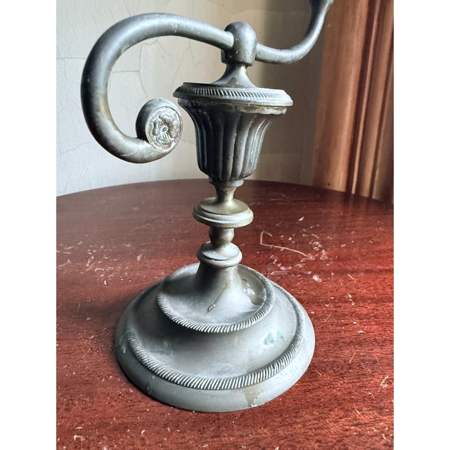Metal Early 20th Century Asymtetrical Pewter Candlestick Holder For Sale - Image 7 of 13